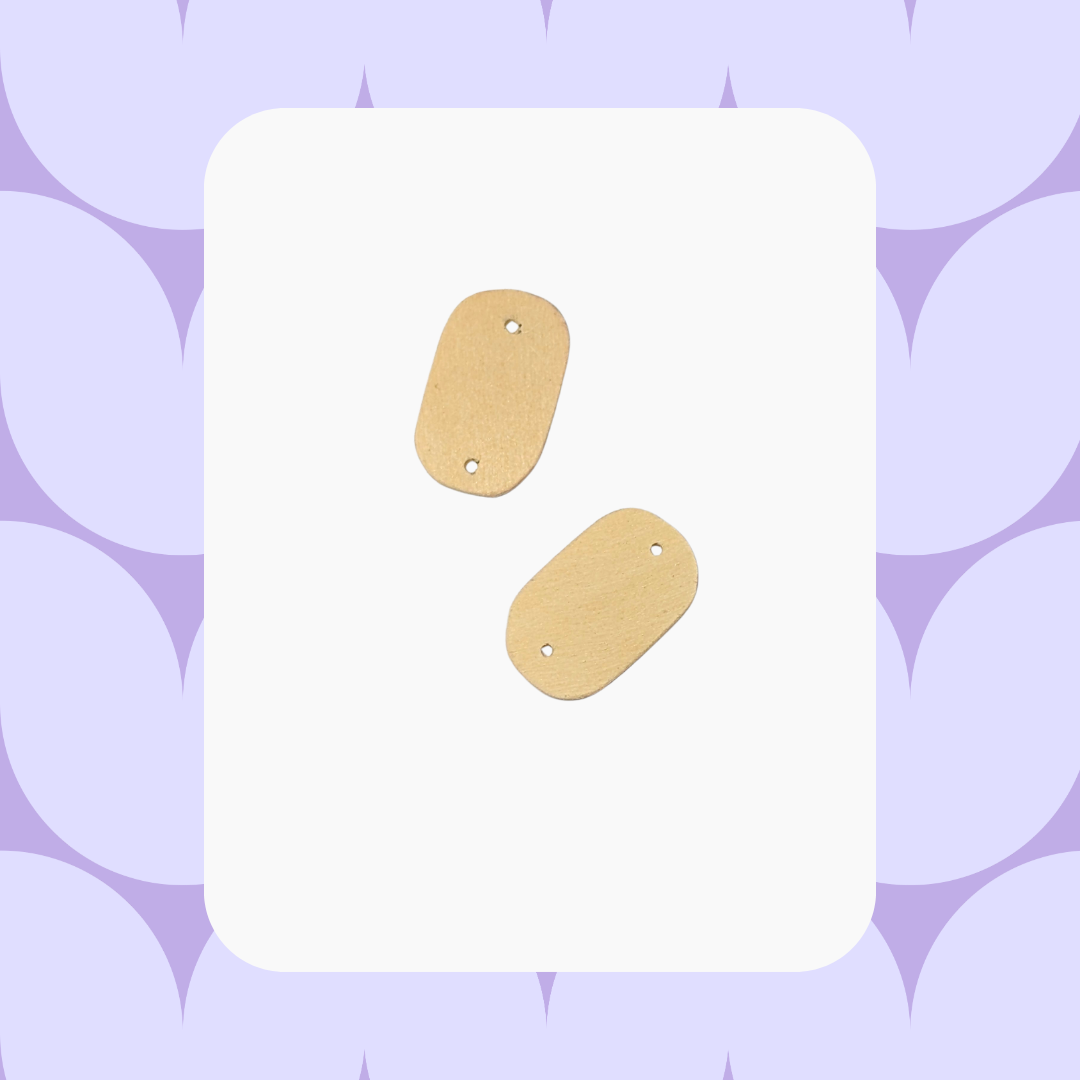 Par de figuras rectángulo ovalado: Aretes DIY de madera